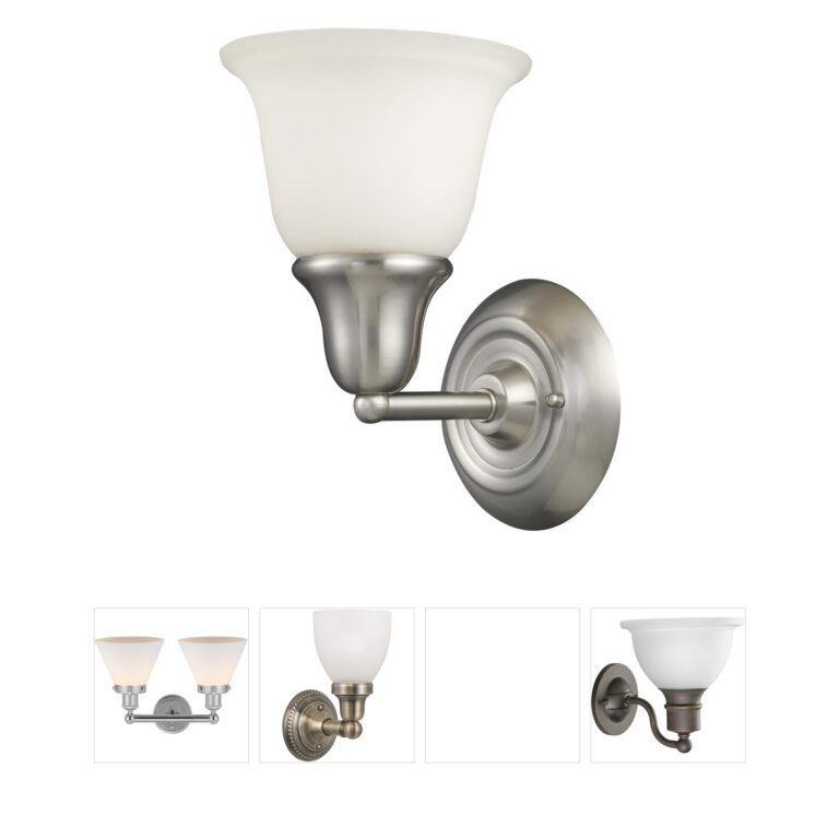 Atlas Lighting & Home Berwick 1-Light Brushed Nickel and White Glass Vanity Light