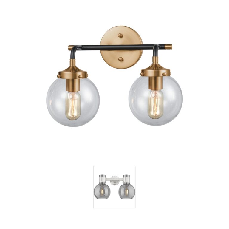 Atlas Lighting & Home Boudreaux 2-Light Steel Vanity Light with Clear Glass Shades