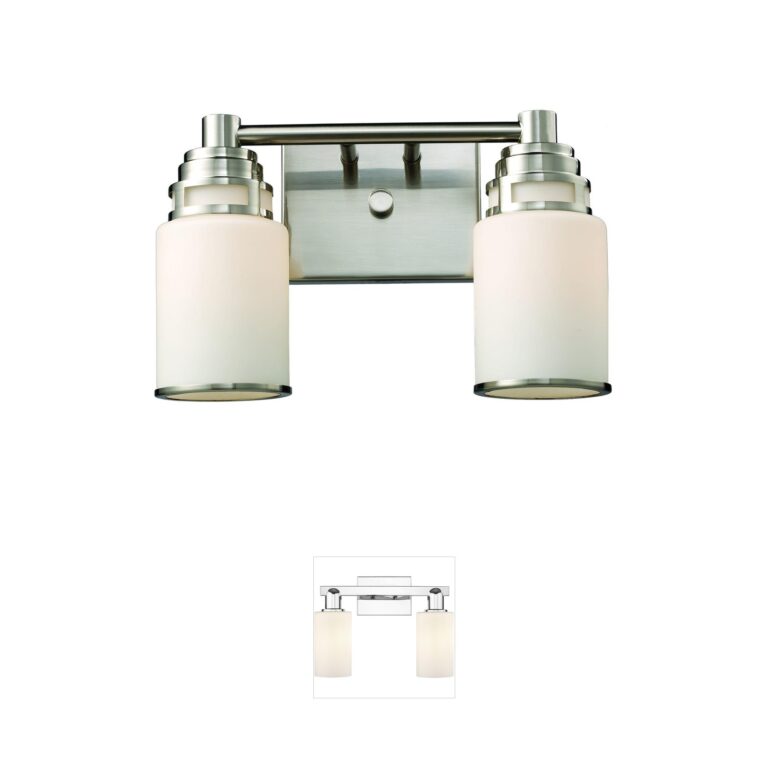 Atlas Lighting & Home Bryant Satin Nickel Steel Vanity Light with Opal Glass Shades