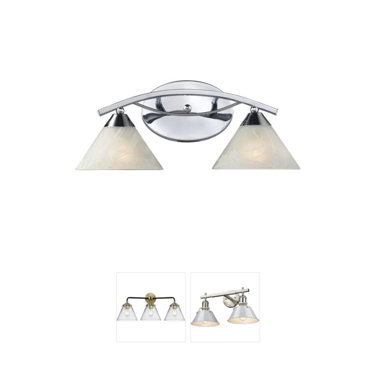 Atlas Lighting & Home Elysburg 18-Inch 2-Light Polished Chrome Vanity with White Marbleized Glass