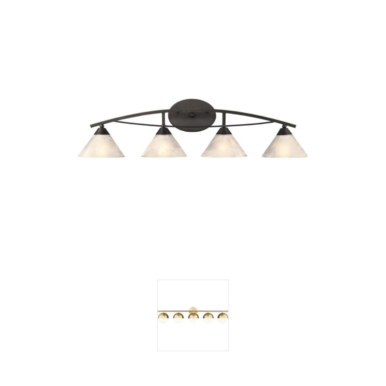 Atlas Lighting & Home Elysburg 36-Inch Oil Rubbed Bronze 4-Light Vanity with White Marbleized Glass
