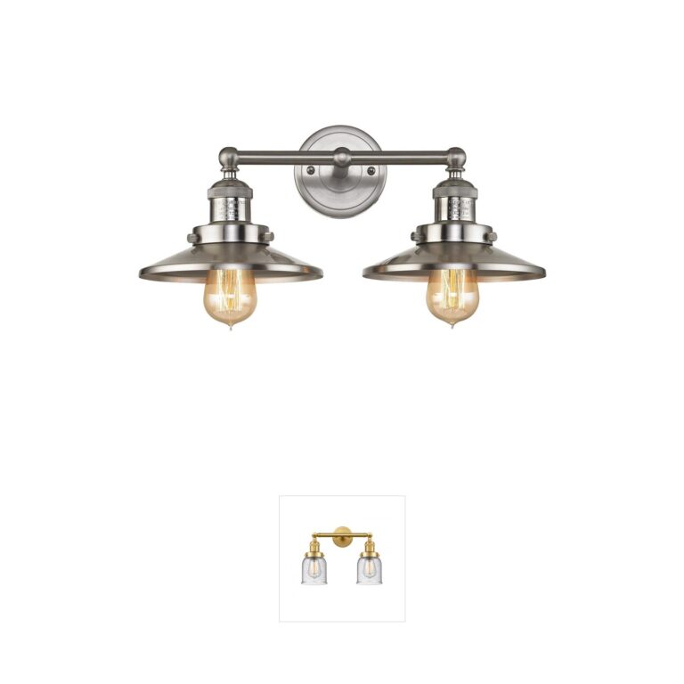 Atlas Lighting & Home English Pub 2-Light Brushed Nickel Vanity Light