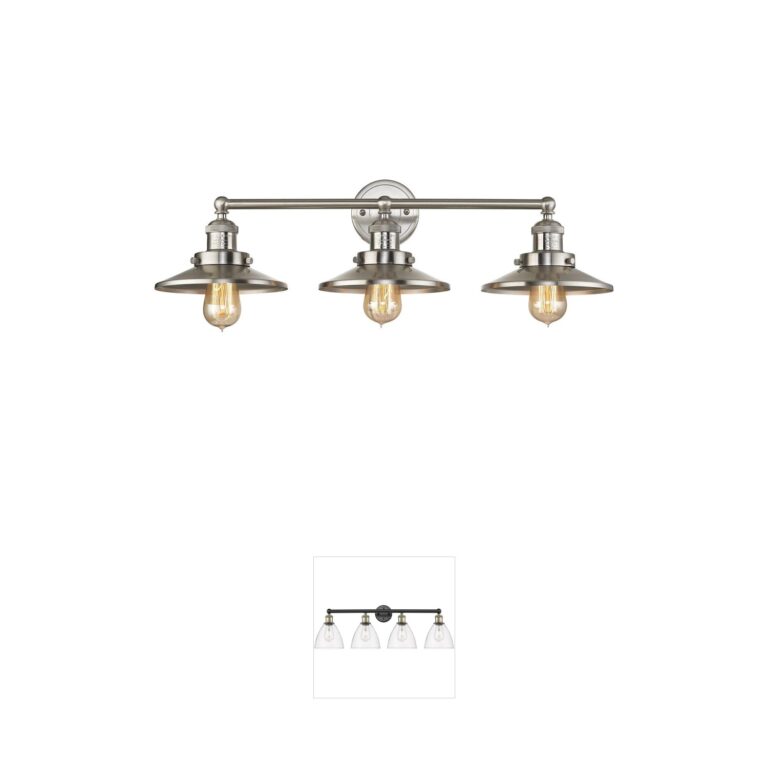 Atlas Lighting & Home English Pub 3-Light Satin Nickel Steel Vanity Light