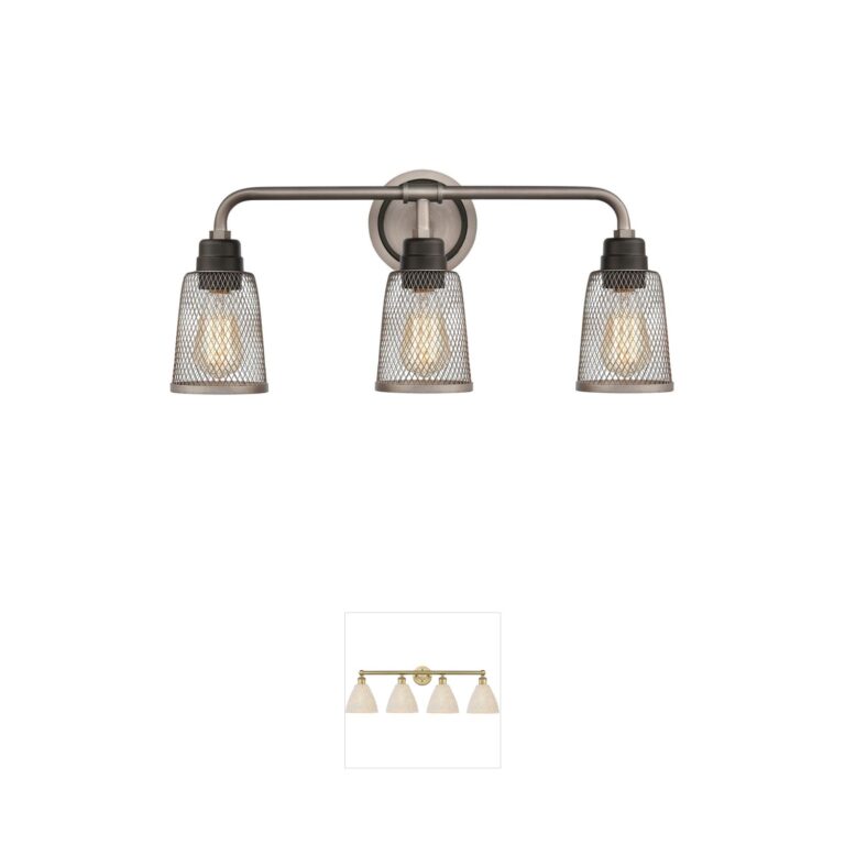 Atlas Lighting & Home Glencoe 3-Light Weathered Zinc Mesh Vanity Light