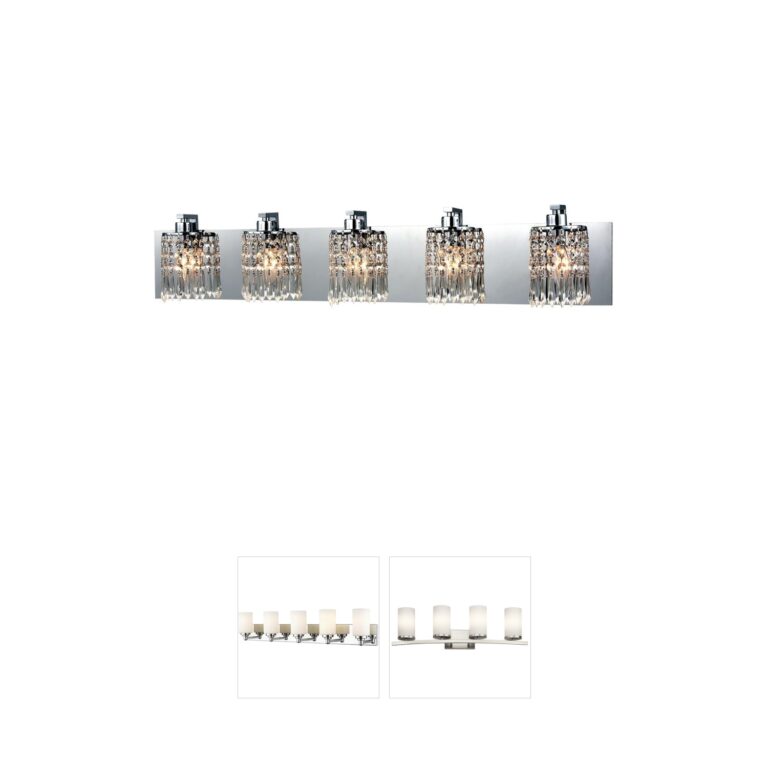 Atlas Lighting & Home Optix 35-Inch 5-Light Clear Crystal Vanity in Polished Chrome