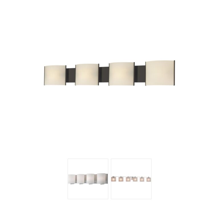 Atlas Lighting & Home Pannelli 4-Light Oil Rubbed Bronze Steel Vanity Light with Opal White Glass
