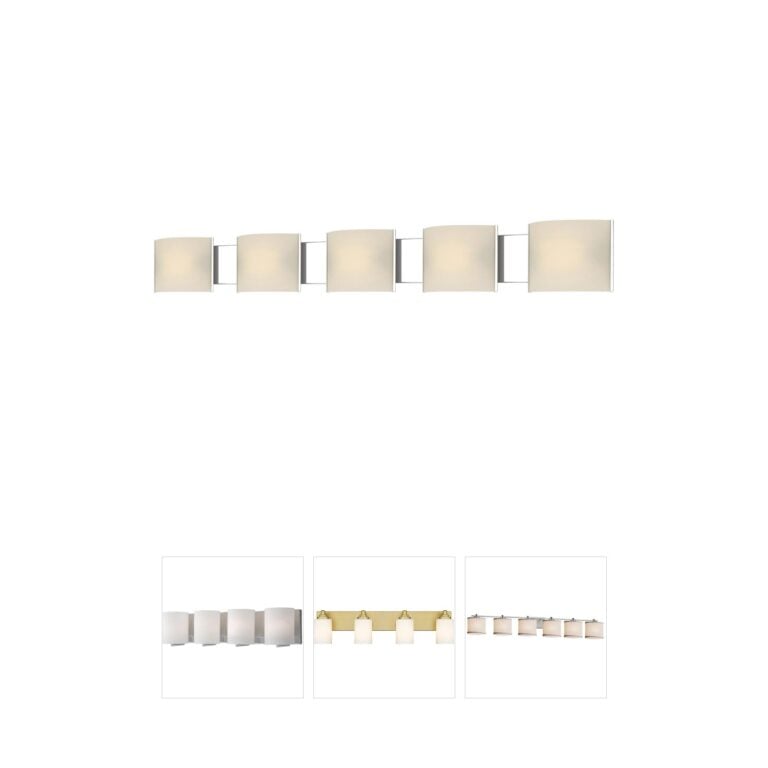 Atlas Lighting & Home Pannelli 5-Light Chrome Steel Vanity Light with Opal Glass