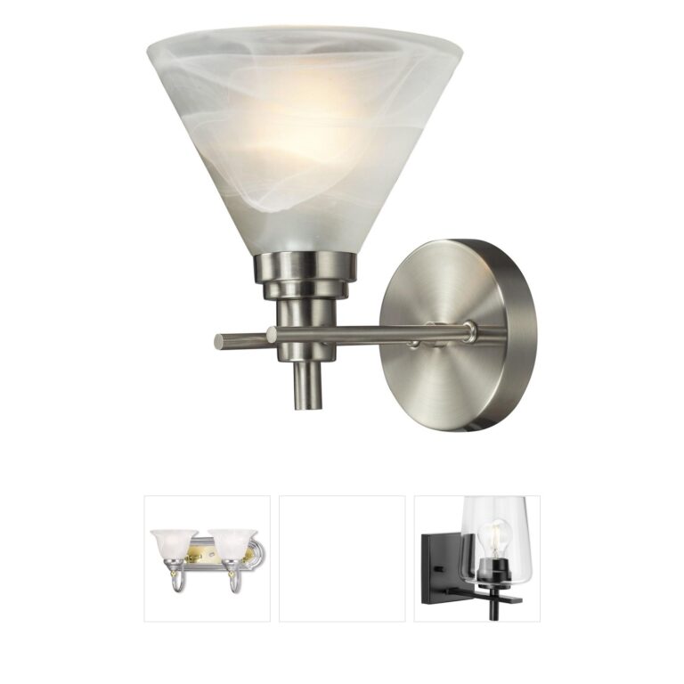 Atlas Lighting & Home Pemberton Brushed Nickel Sconce with White Marbleized Glass