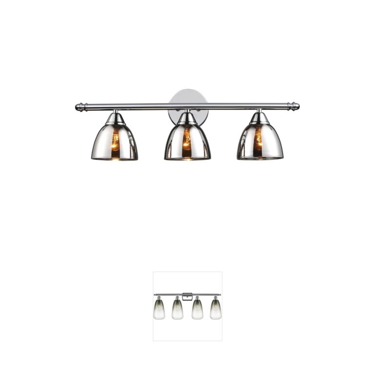 Atlas Lighting & Home Reflections 23-Inch 3-Light Polished Chrome and Chrome Glass Vanity Light