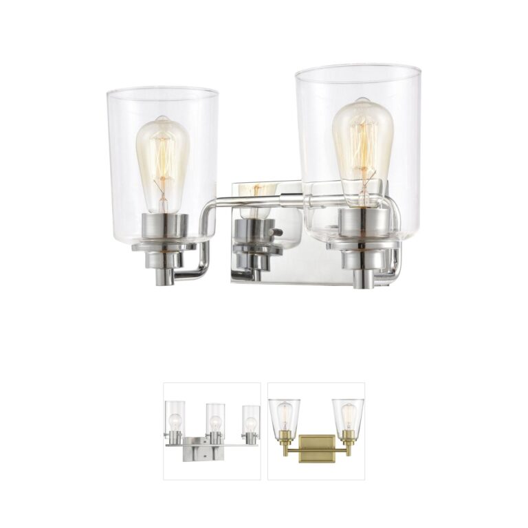 Atlas Lighting & Home Robins 14-Inch 2-Light Polished Chrome Vanity Light with Clear Glass