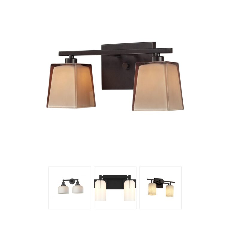 Atlas Lighting & Home Serenity 13" 2-Light Oil Rubbed Bronze Vanity Light with Amber Glass