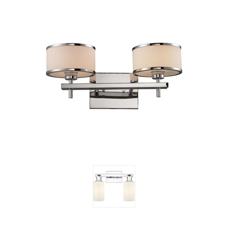 Atlas Lighting & Home Utica 2-Light Polished Chrome Vanity with White Blown Glass