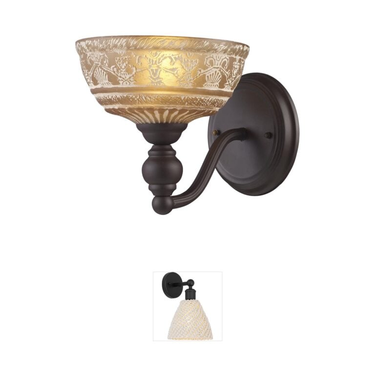 Atlas Lighting & Home Norwich 1-Light Amber Glass Wall Sconce in Oiled Bronze