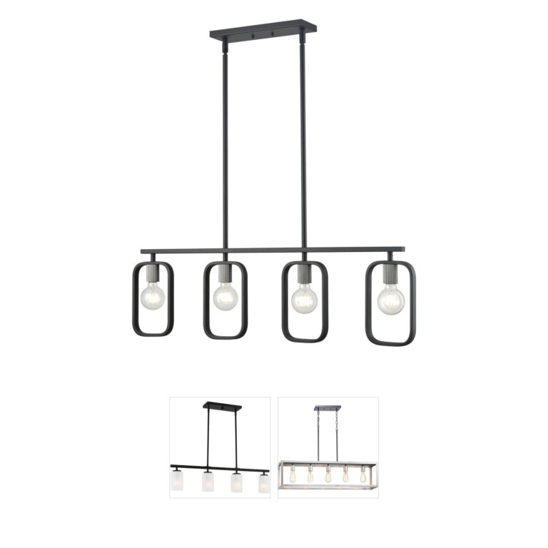 Atlas Lighting & Home Dylan 39-Inch 4-Light Matte Black and Nickel Linear Chandelier