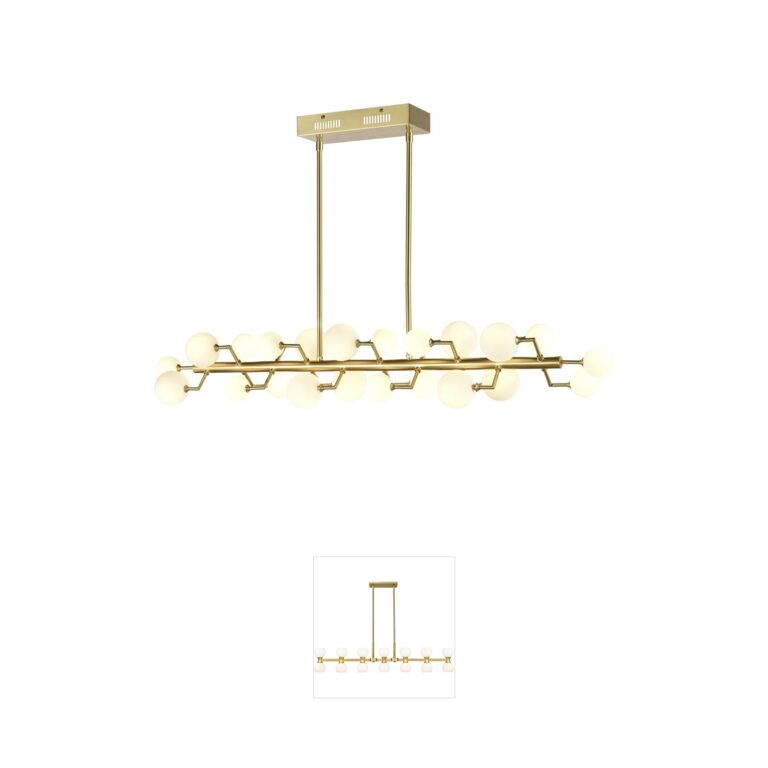 Atlas Lighting & Home Keir 22-Light Brass Linear Island Chandelier
