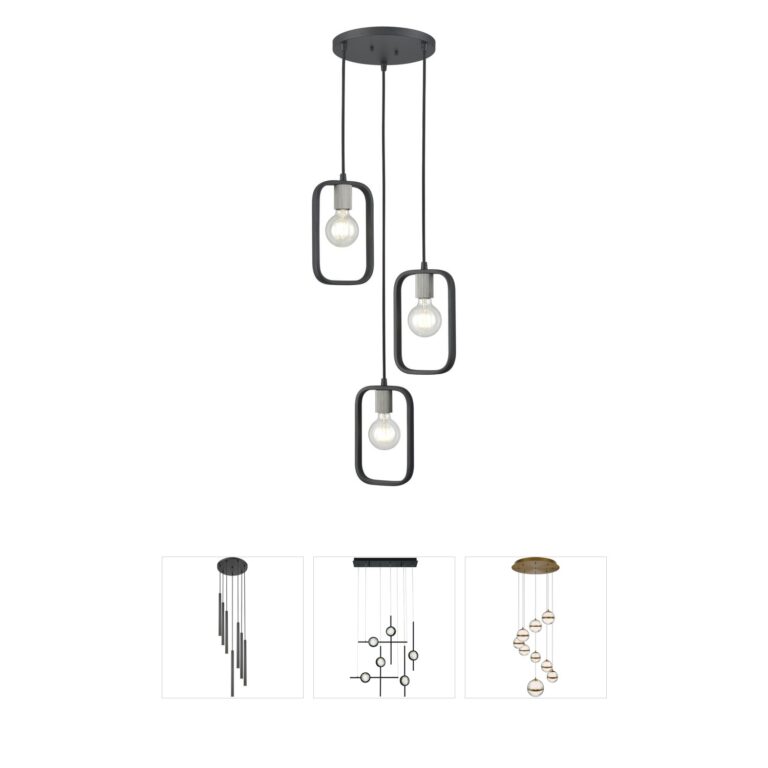 Atlas Lighting & Home Dylan 3-Light Matte Black and Nickel Square Chandelier