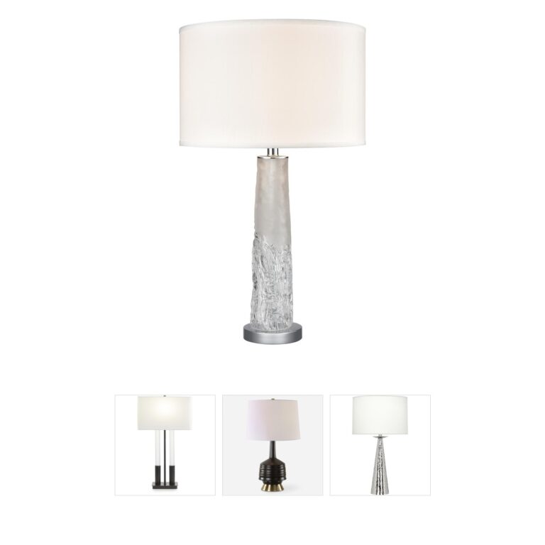 Atlas Lighting & Home Juneau Art Glass Table Lamp with Faux Silk Shade