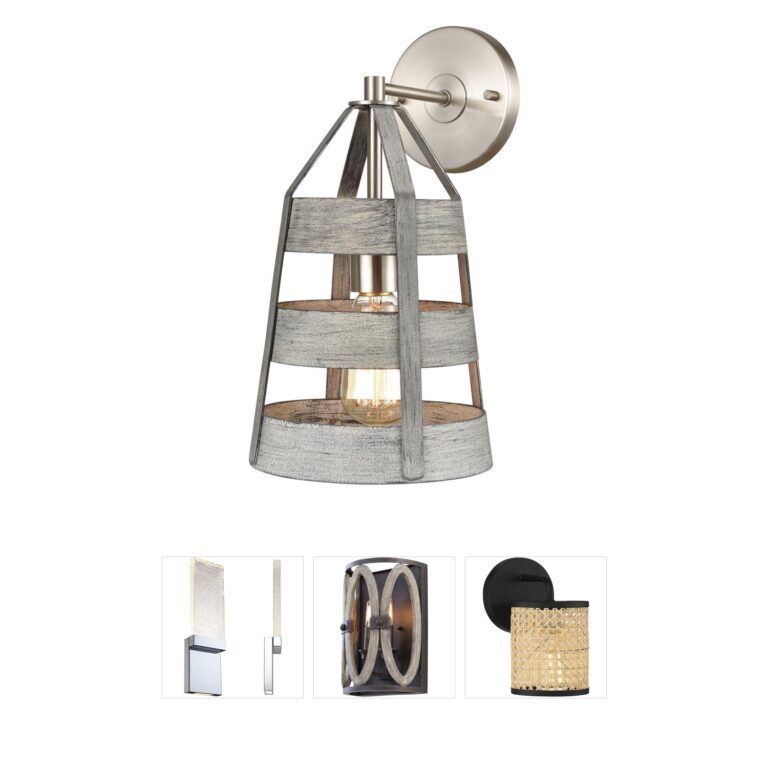 Atlas Lighting & Home Brigantine 14-Inch Weathered Driftwood and Satin Nickel Wall Sconce