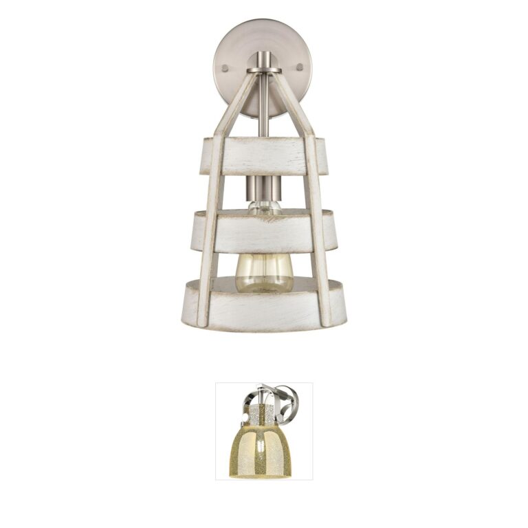 Atlas Lighting & Home Brigantine Weathered White and Satin Nickel Wall Sconce