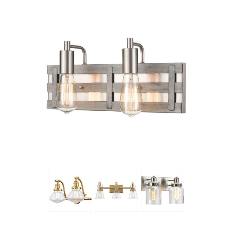 Atlas Lighting & Home Brigantine 16-Inch 2-Light Vanity in Satin Nickel and Weathered Driftwood