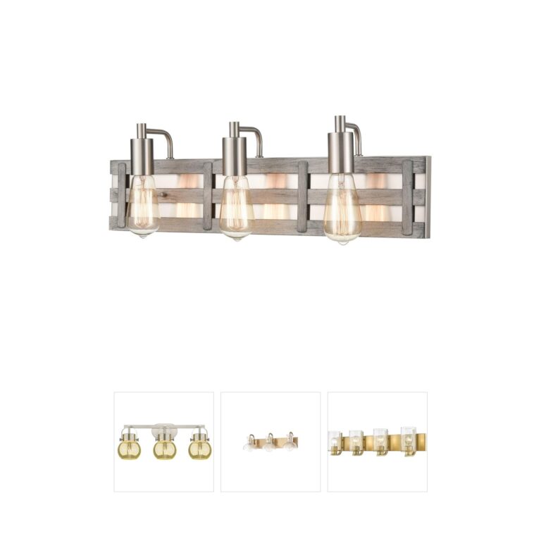 Atlas Lighting & Home Brigantine 23-Inch 3-Light Vanity in Weathered Driftwood and Satin Nickel