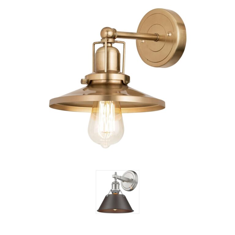 Atlas Lighting & Home English Pub Satin Brass Steel Sconce