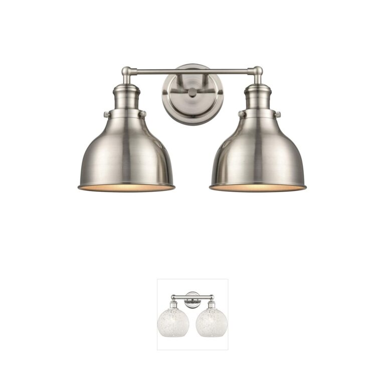 Atlas Lighting & Home Haralson 2-Light Satin Nickel Steel Vanity Light