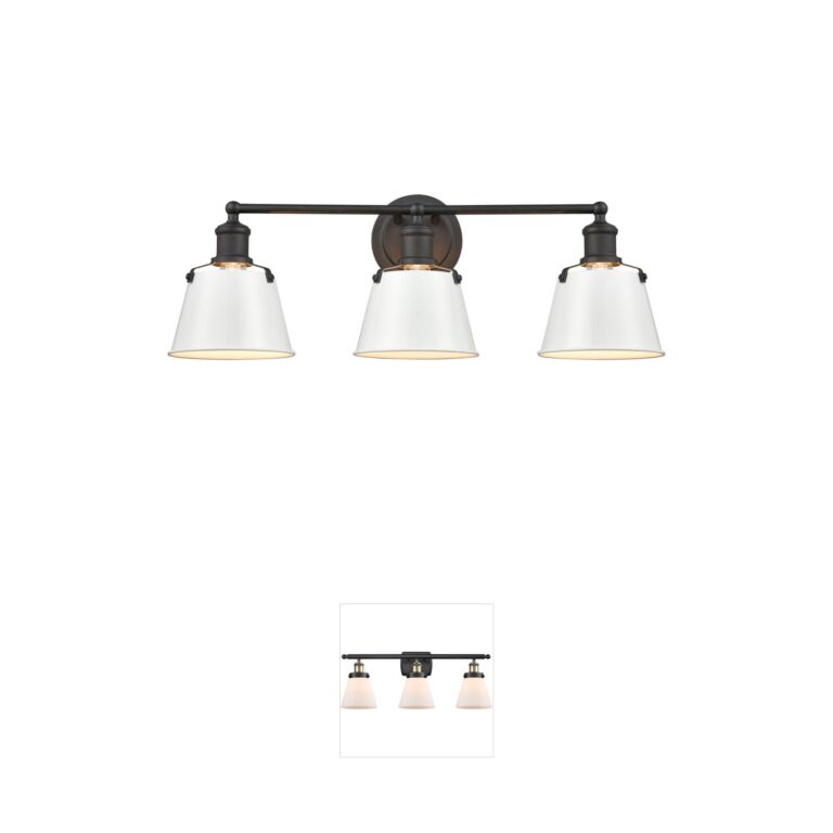 Atlas Lighting & Home Holgate 24" 3-Light Enamel White Steel Vanity Light