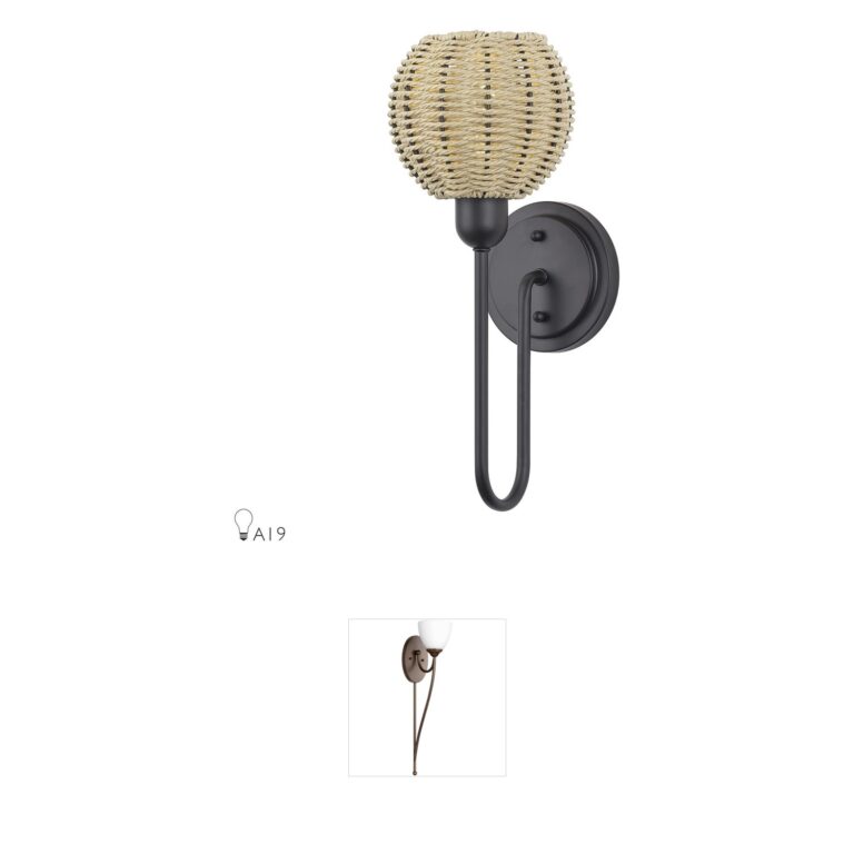 Livex Lighting Summervine Bronze Wall Sconce with Hand-Woven Paper Rope Shade