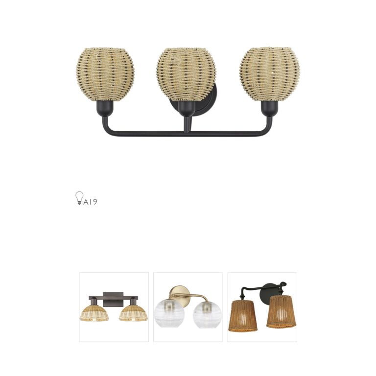 Livex Lighting Summervine 3-Light Bronze Vanity with Hand-Woven Paper Rope Shades
