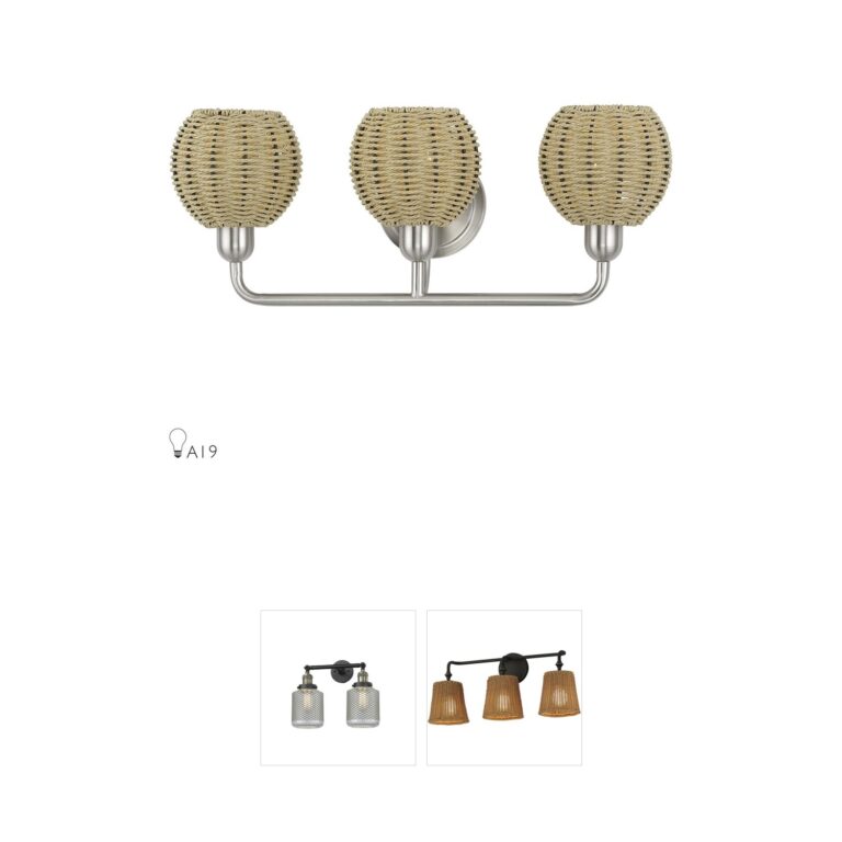 Livex Lighting Summervine 3-Light Brushed Nickel Vanity with Hand-Woven Paper Rope Shades