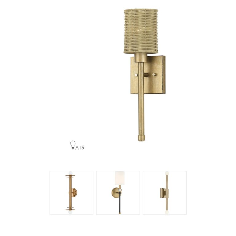 Livex Lighting Weavington Antique Gold Wall Sconce with Hand-Woven Rattan Shade