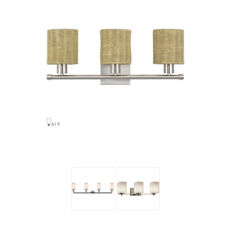 Livex Lighting Weavington Brushed Nickel Rattan Vanity Sconce
