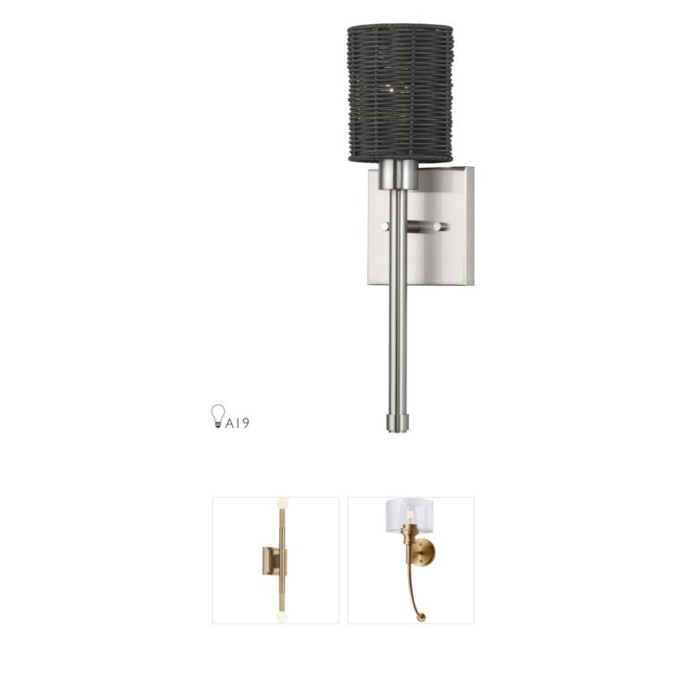 Livex Lighting Weavington Brushed Nickel Wall Sconce with Hand-Woven Charred Gray Rattan Shade