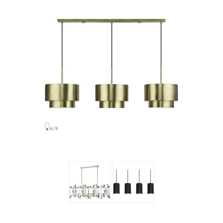 Livex Lighting Zolana Antique Brass Steel Linear Chandelier
