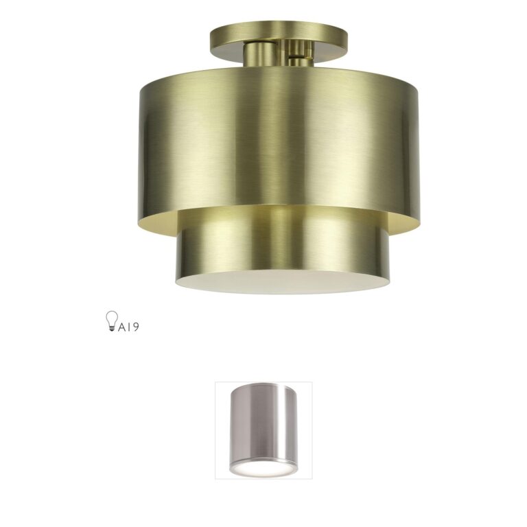 Livex Lighting Zolana Antique Brass Steel Semi-Flush Mount
