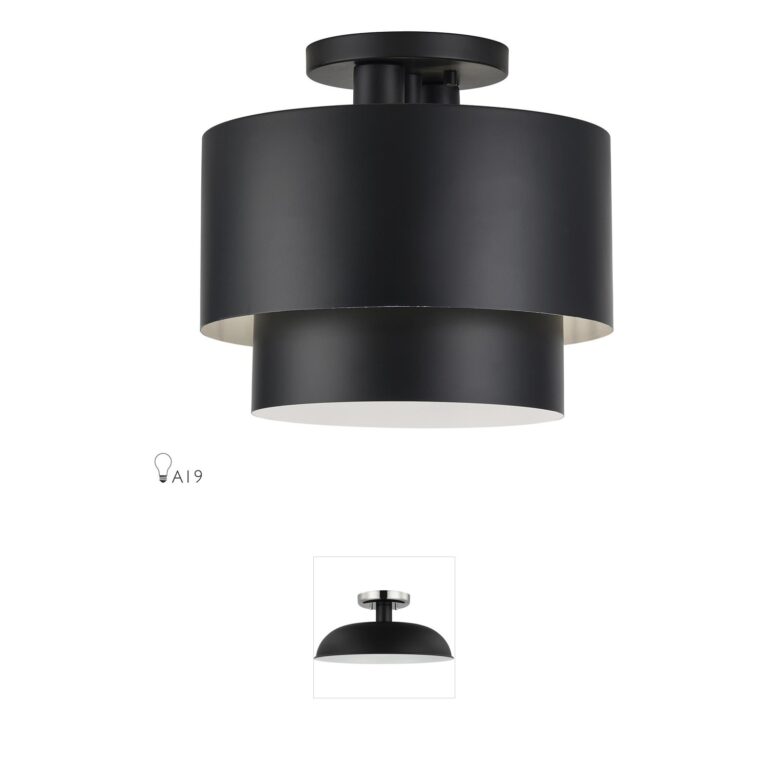 Livex Lighting Zolana Black Steel Semi-Flush Mount
