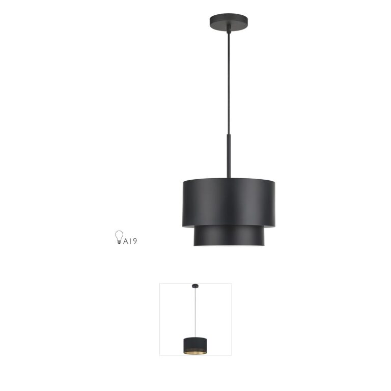 Livex Lighting Zolana 12-Inch Black Steel Pendant with Shiny White Interior