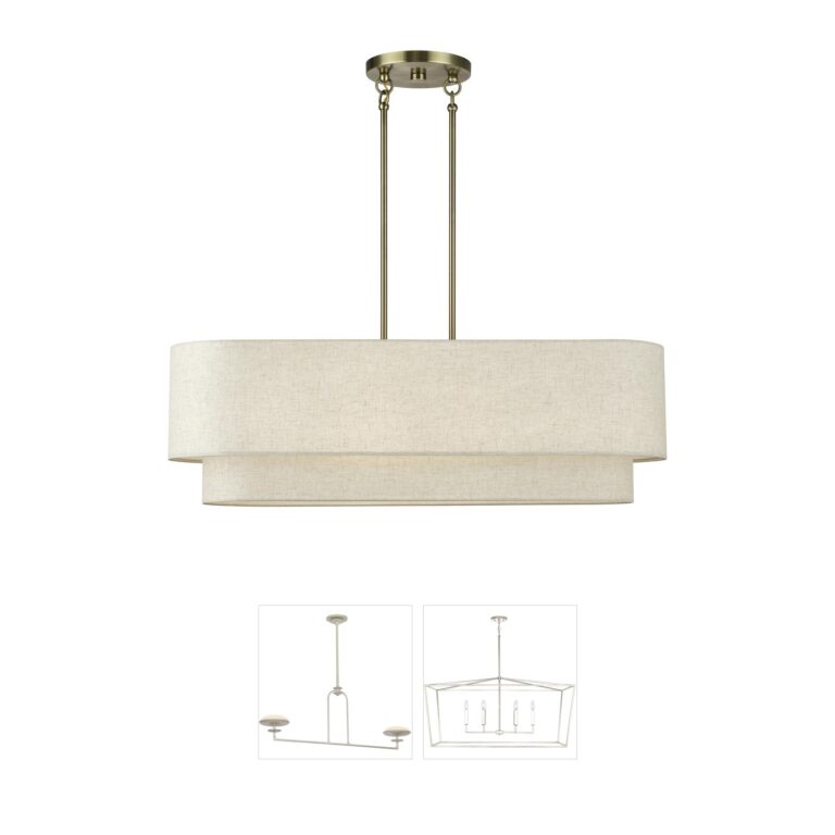Livex Lighting Manorwood Antique Brass Steel Linear Chandelier