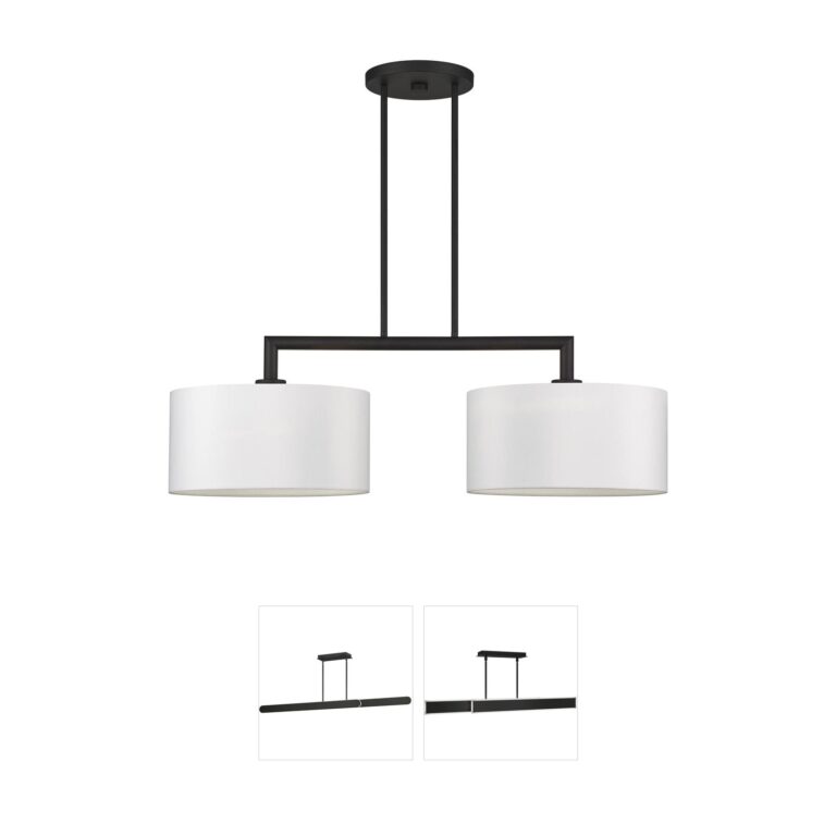 Livex Lighting Meridian Black Steel Island Light with Fabric Shade