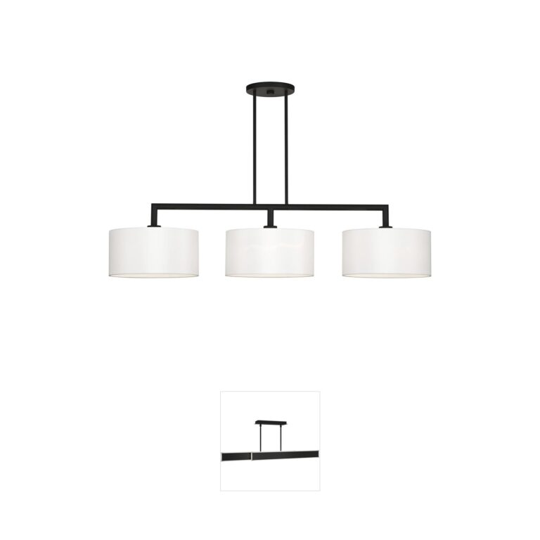 Livex Lighting Meridian Steel Island Light with Fabric Shade