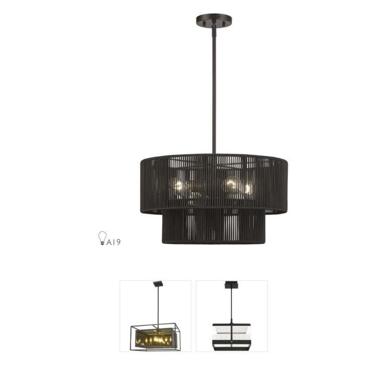 Livex Lighting Acordia English Bronze Rope Shade Chandelier