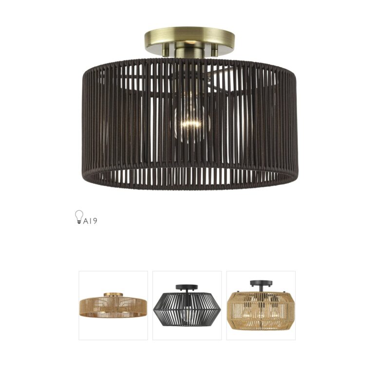Livex Lighting Acordia Antique Brass Rope Semi-Flush