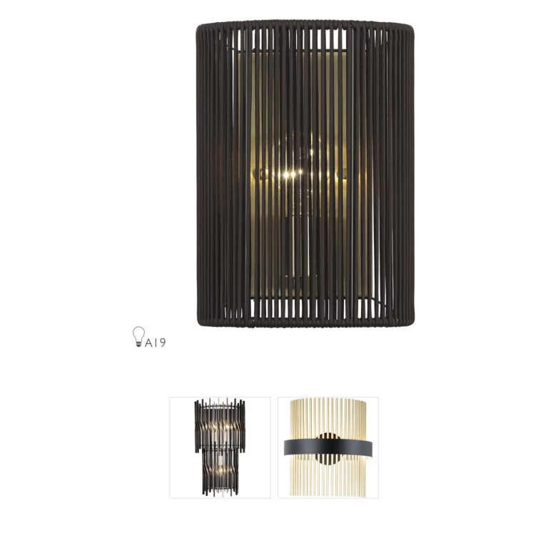 Livex Lighting Acordia Antique Brass Wall Sconce with Hand-Woven Rope Shade