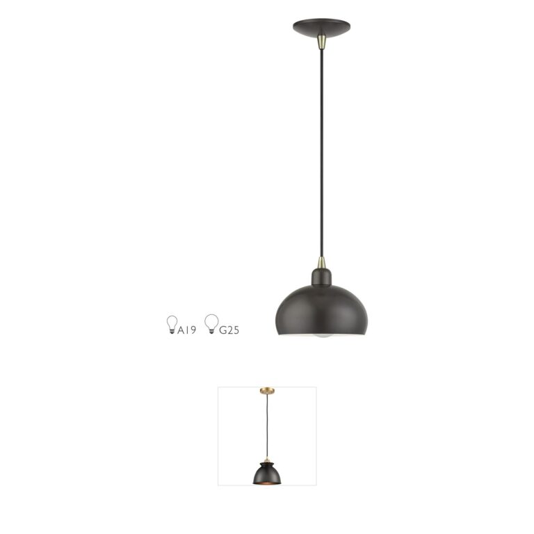 Livex Lighting Domma English Bronze and Antique Brass Mini Pendant