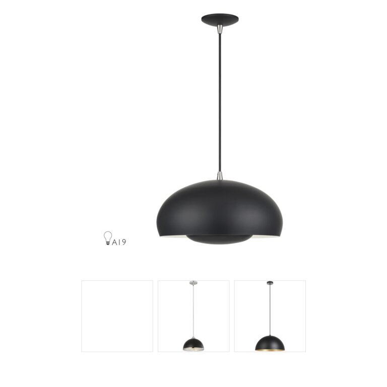 Livex Lighting Domma Black Steel Pendant with Brushed Nickel Accents