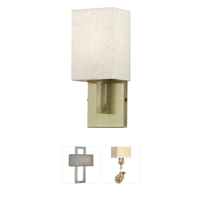 Livex Lighting Monroe Steel Wall Sconce with Oatmeal Fabric Shade