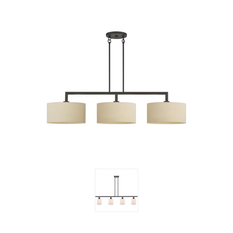 Livex Lighting Bellingham Bronze Steel Island Light with Fabric Shade