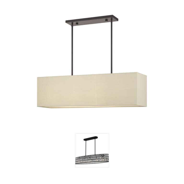 Livex Lighting Summit Steel Island Light with Parchment Shade