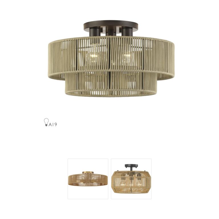 Livex Lighting Acordia English Bronze Rope Semi-Flush Mount